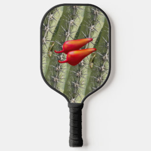Red Chili Peppers cactus black pickleball paddle