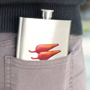 Red Chili Peppers clear stainless steel flask