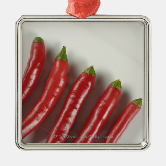 Red chili peppers metal ornament (Front)
