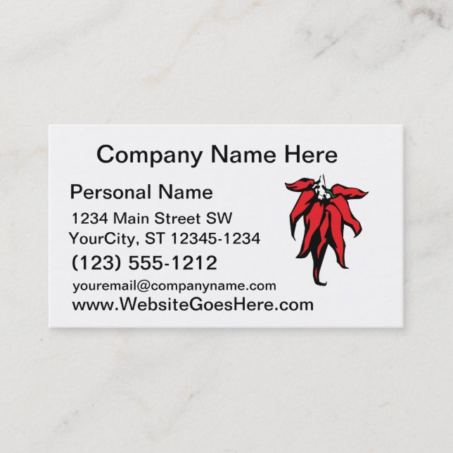 Red Chili Peppers On a String Graphic Business Card (Front)