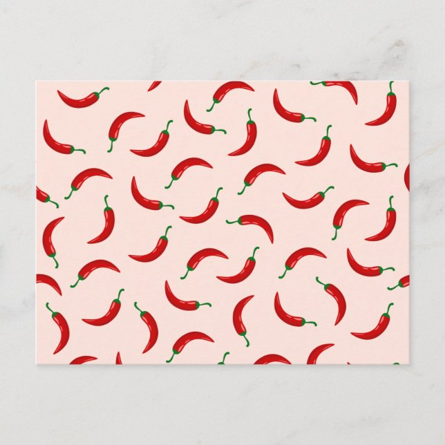 Red chili peppers on light coloured background postcard (Front)