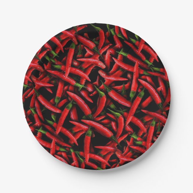 Red Chili Peppers Paper Plate (Front)