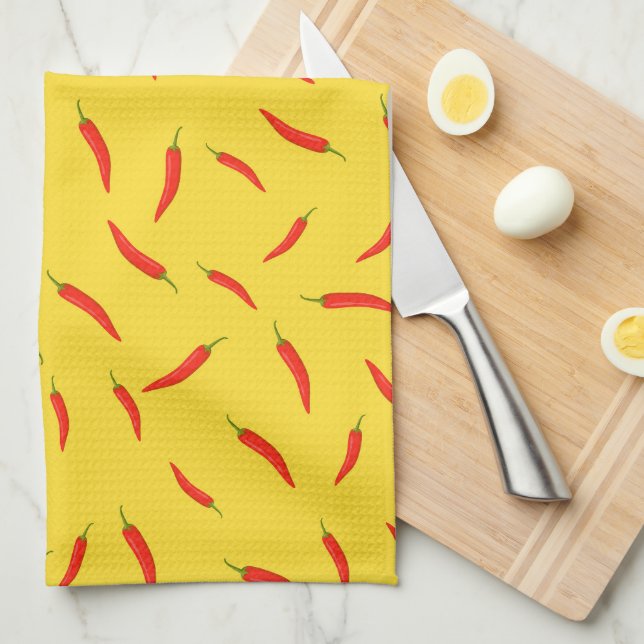  Red Chili Peppers Pattern Kitchen Towel (Quarter Fold)