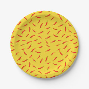 Red Chili Peppers Pattern Paper Plate