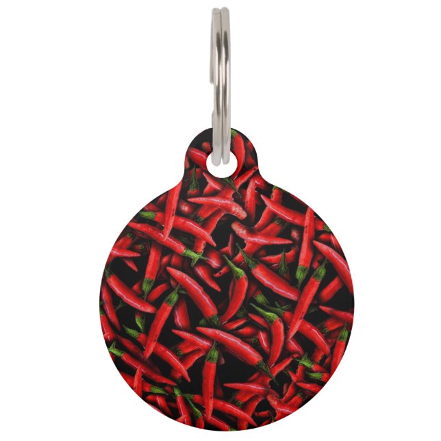 Red Chili Peppers Pattern Pet Tag (Front)