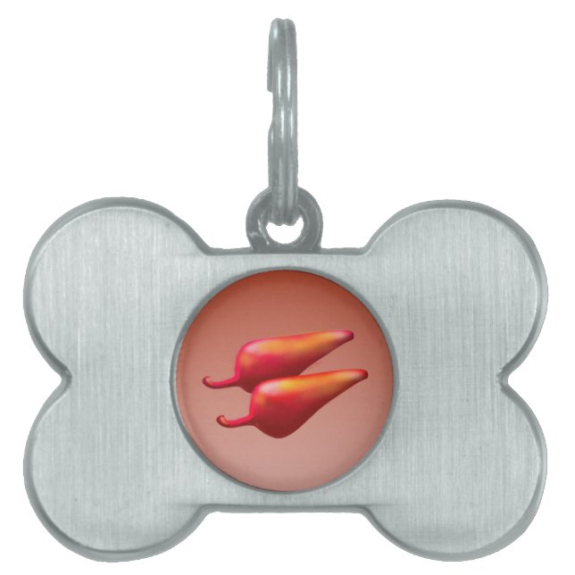 Red Chili Peppers pet bone ID tag (Front)
