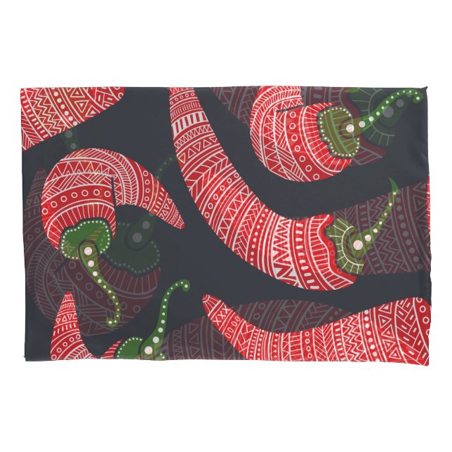 Red chili peppers: seamless vintage pattern pillowcase (Front)