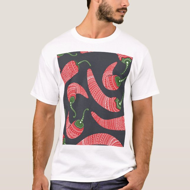 Red chili peppers: seamless vintage pattern T-Shirt (Front)