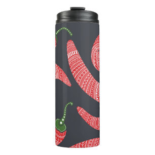 Red chili peppers: seamless vintage pattern thermal tumbler