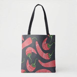 Red chili peppers: seamless vintage pattern tote bag