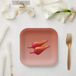 Red Chili Peppers square paper plates