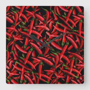 Red Chili Peppers Square Wall Clock