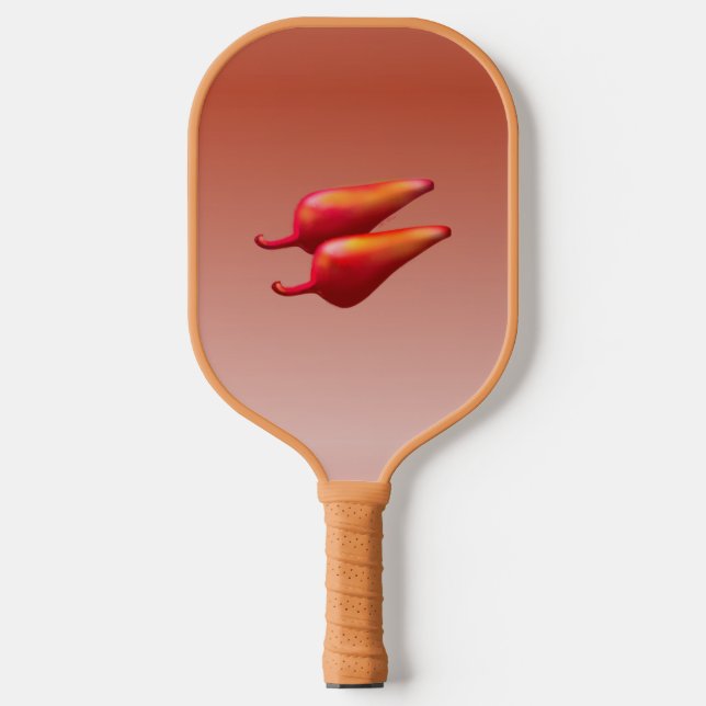 Red Chili Peppers tan pickleball paddle (Front)