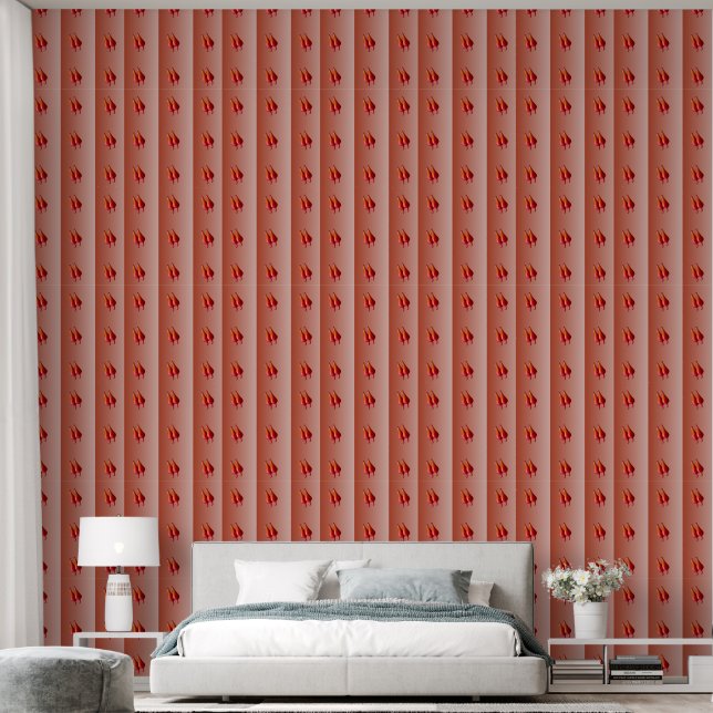 Red Chili Peppers textured vinyl wallpaper vert (Bedroom)