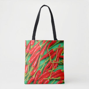Red chili peppers tote bag