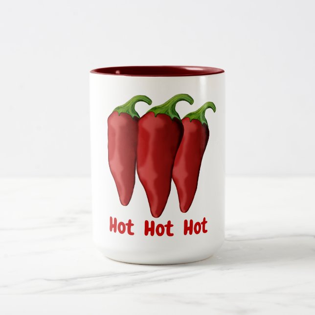 Red Chili peppers Two-Tone Coffee Mug (Center)