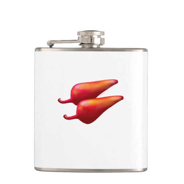 Red Chili Peppers white wrapped flask (Front)