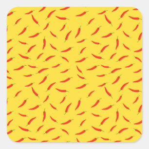 Red Chilies Pattern Square Sticker