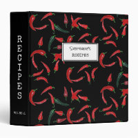 Red Chilli Pattern on Black Personalized Recipe