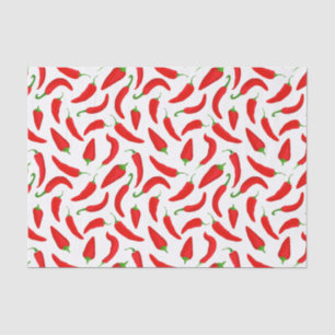 Red Chilli Pepper Pattern on White Tissue Paper