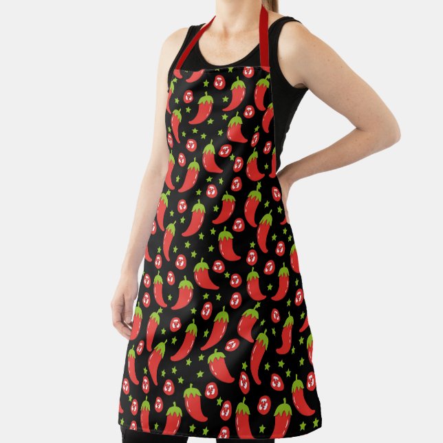 Red Chilli Peppers Pattern  Apron (Insitu)