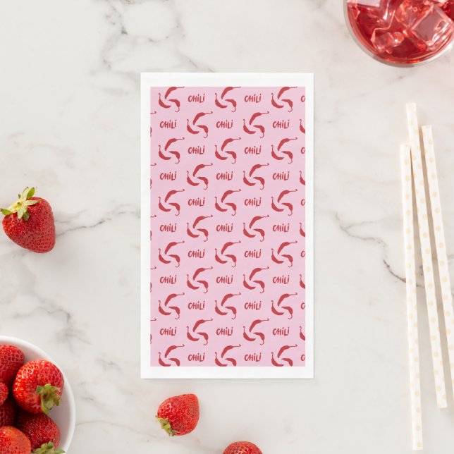 Red Chilli Peppers Pattern Paper  Napkin (Insitu)