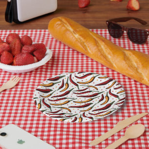 Red Chilli Peppers Pattern Paper Plate
