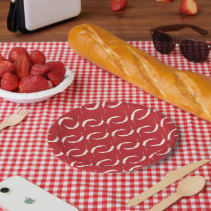 Red Chilli Peppers Pattern  Paper Plate