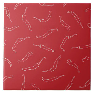 Red Chilli Peppers Pattern  Tile
