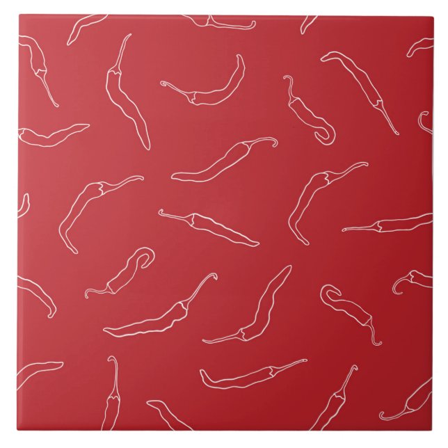 Red Chilli Peppers Pattern  Tile (Front)