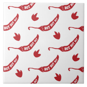 Red Chilli Peppers Pattern Tile