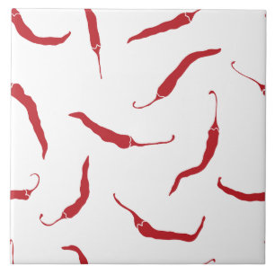 Red Chilli Peppers Pattern Tile