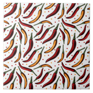 Red Chilli Peppers Pattern  Tile