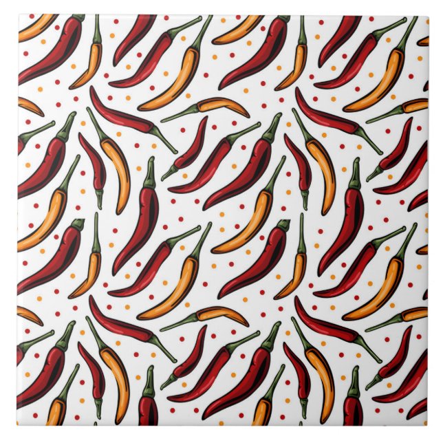 Red Chilli Peppers Pattern  Tile (Front)