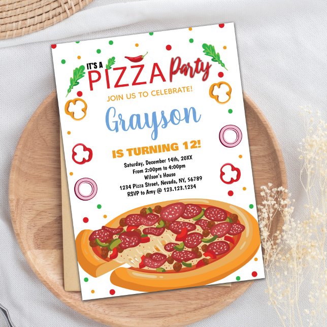Red Chilli White Red Pizza Birthday Invitations (Red Chilli White Red Pizza Birthday Invitations)