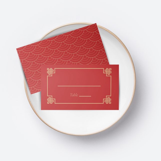 RED CHINESE CHINOISERIE WEDDING PLACE CARD (Creator Uploaded)