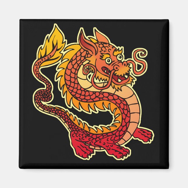 Red Chinese Dragon Magnet (Front)