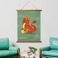 Red Chinese Dragon on Green