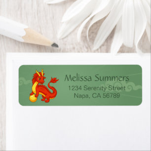Red Chinese Dragon on Green Return Address