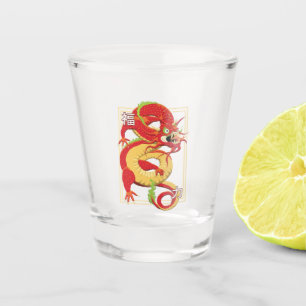 Red Chinese Dragon Shot Glass