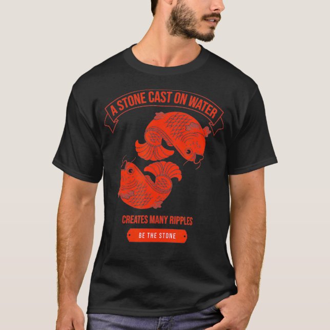 Red Chinese Koi Fish Lanterns  Asian Wisdom T-Shirt (Front)