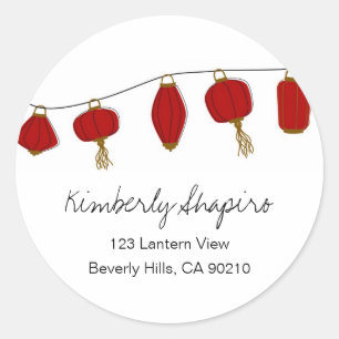 Red Chinese Lanterns Address Labels