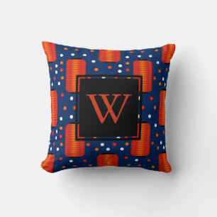 Red Chinese Lanterns and Dots Throw Pillow