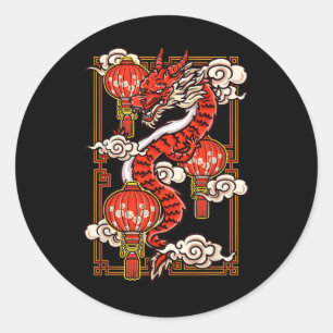 Red Chinese New Year Of The Dragon 2024 Lanterns C Classic Round Sticker