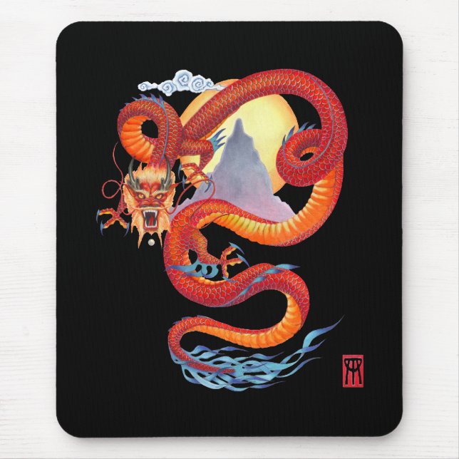 Red Chinese Red Dragon Mouse Pad (Front)