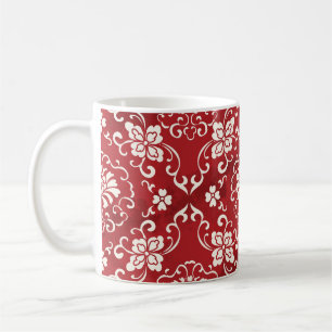 Red Chinese spiral flower background. Coffee Mug