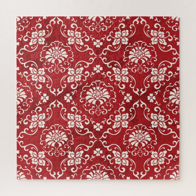 Red Chinese spiral flower background. Jigsaw Puzzle (Vertical)