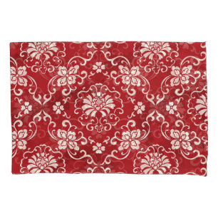 Red Chinese spiral flower background. Pillowcase