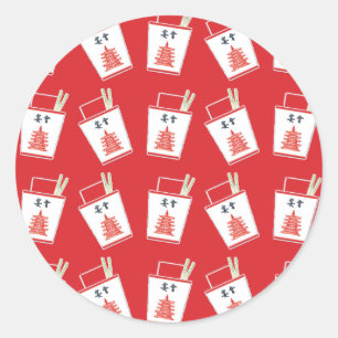 Red Chinese Take Out Classic Round Sticker