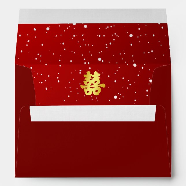 Red Chinese wedding snowflake double happiness Envelope (Back (Bottom))
